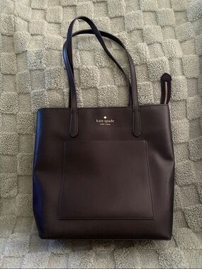 kate spade Black Leather Tote with Front Pocket